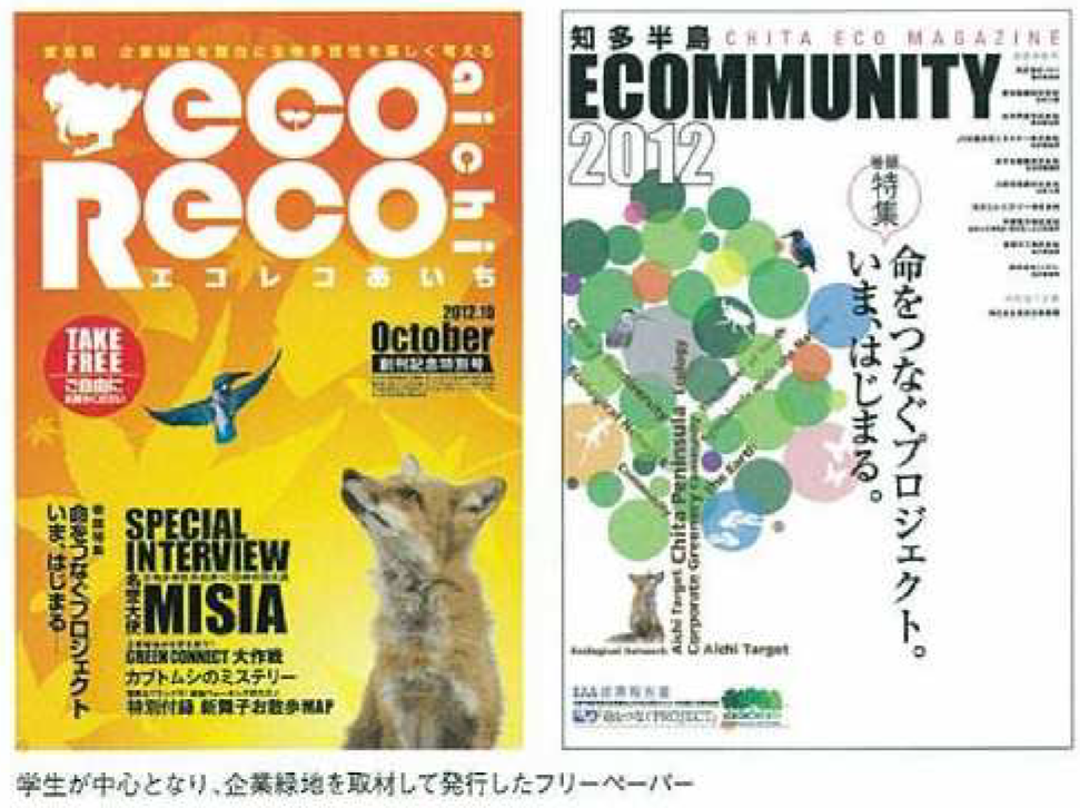 学生が中心となり、企業緑地を取材して発行したフリーペーパー